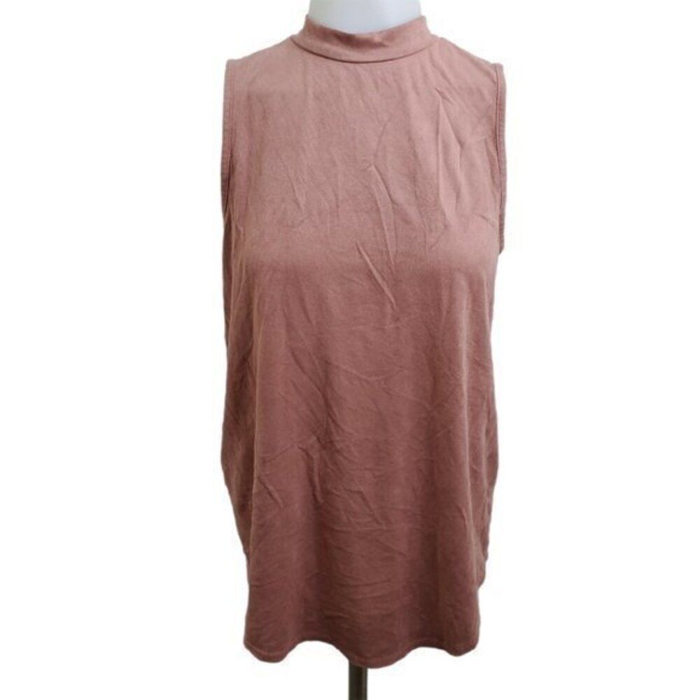 Moa Moa Tank Top‎ M Faux Suede Pink Corset Tie Open
